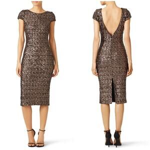 Slate & Willow Dress Womens Large Gold Silver Sequin Party Midi NYE Holiday